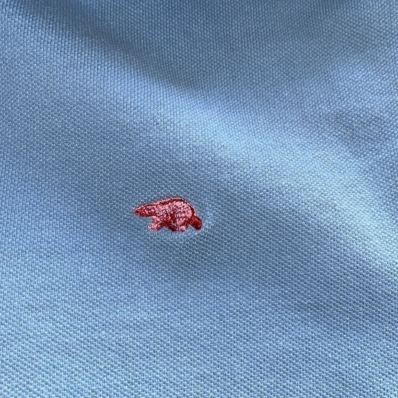 Colo Wear light blue men’s polo shirt with pink bear symbol Size Medium - Picture 4 of 5